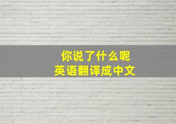 你说了什么呢英语翻译成中文