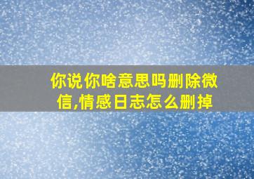 你说你啥意思吗删除微信,情感日志怎么删掉