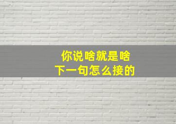 你说啥就是啥下一句怎么接的