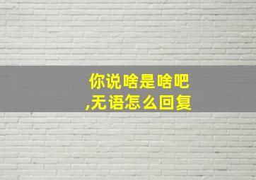 你说啥是啥吧,无语怎么回复