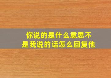 你说的是什么意思不是我说的话怎么回复他