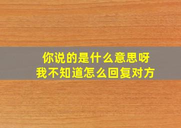 你说的是什么意思呀我不知道怎么回复对方