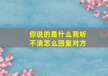 你说的是什么我听不清怎么回复对方