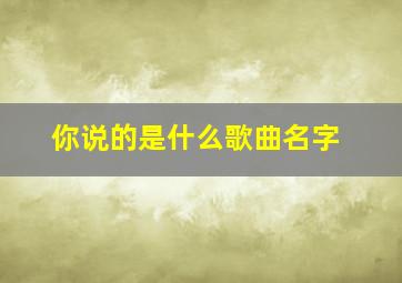 你说的是什么歌曲名字