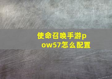 使命召唤手游pow57怎么配置