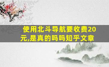 使用北斗导航要收费20元,是真的吗吗知乎文章