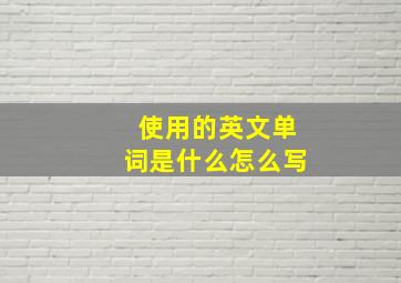 使用的英文单词是什么怎么写