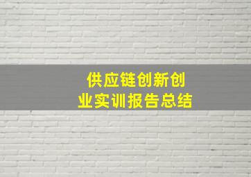 供应链创新创业实训报告总结