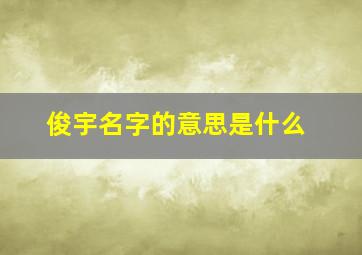 俊宇名字的意思是什么