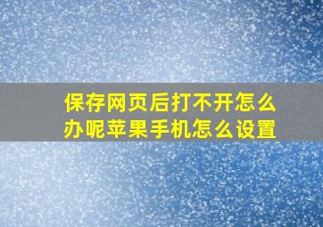 保存网页后打不开怎么办呢苹果手机怎么设置