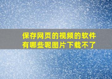 保存网页的视频的软件有哪些呢图片下载不了