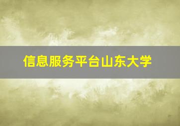 信息服务平台山东大学