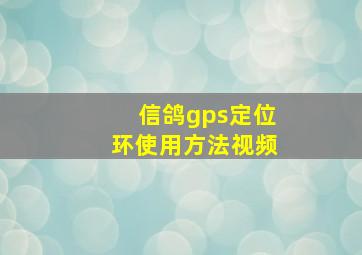 信鸽gps定位环使用方法视频