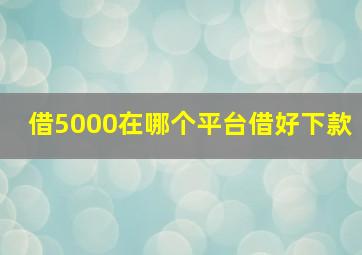 借5000在哪个平台借好下款