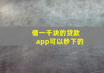 借一千块的贷款app可以秒下的