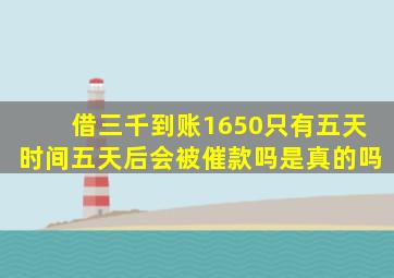 借三千到账1650只有五天时间五天后会被催款吗是真的吗