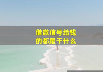 借微信号给钱的都是干什么