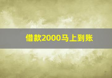 借款2000马上到账