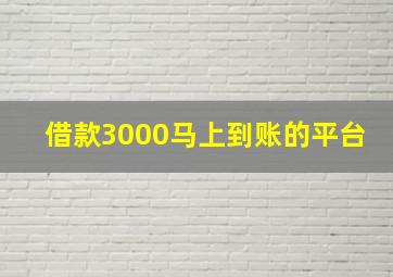 借款3000马上到账的平台