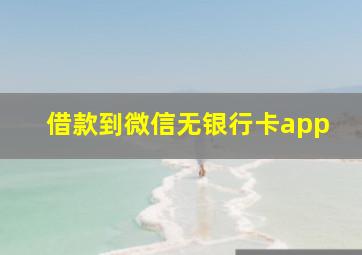 借款到微信无银行卡app