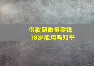 借款到微信零钱18岁能用吗知乎