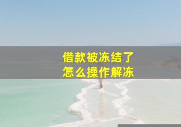 借款被冻结了怎么操作解冻