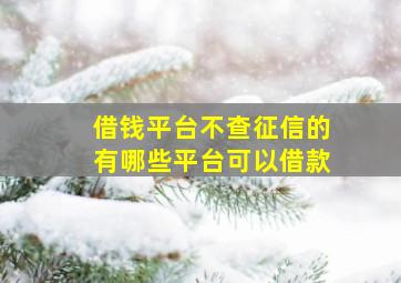 借钱平台不查征信的有哪些平台可以借款