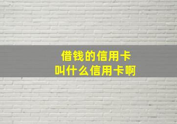 借钱的信用卡叫什么信用卡啊