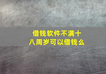 借钱软件不满十八周岁可以借钱么