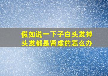 假如说一下子白头发掉头发都是肾虚的怎么办