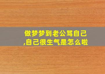 做梦梦到老公骂自己,自己很生气是怎么啦