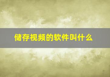 储存视频的软件叫什么