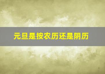 元旦是按农历还是阴历