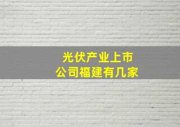 光伏产业上市公司福建有几家