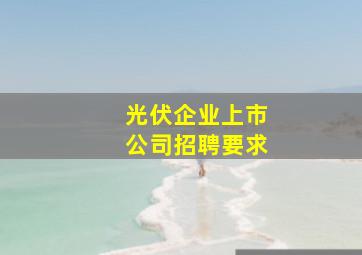 光伏企业上市公司招聘要求