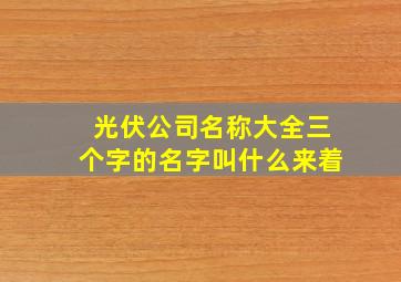 光伏公司名称大全三个字的名字叫什么来着