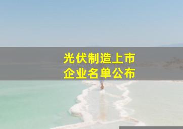 光伏制造上市企业名单公布