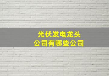 光伏发电龙头公司有哪些公司