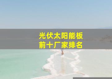 光伏太阳能板前十厂家排名