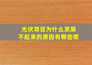 光伏项目为什么发展不起来的原因有哪些呢