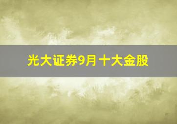 光大证券9月十大金股