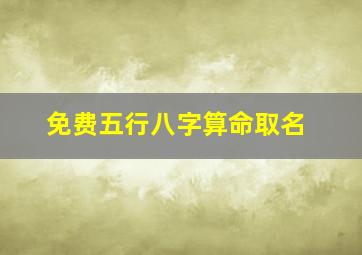 免费五行八字算命取名