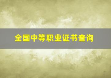 全国中等职业证书查询