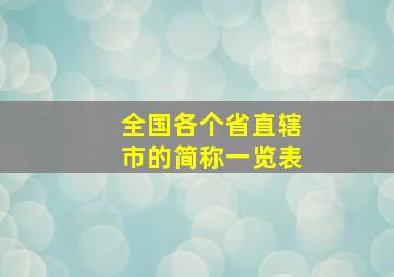 全国各个省直辖市的简称一览表