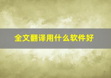 全文翻译用什么软件好