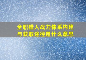 全职猎人战力体系构建与获取途径是什么意思