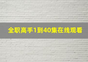 全职高手1到40集在线观看