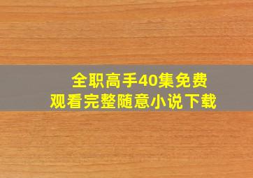 全职高手40集免费观看完整随意小说下载