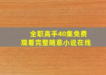 全职高手40集免费观看完整随意小说在线