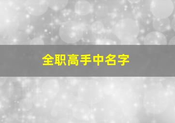 全职高手中名字